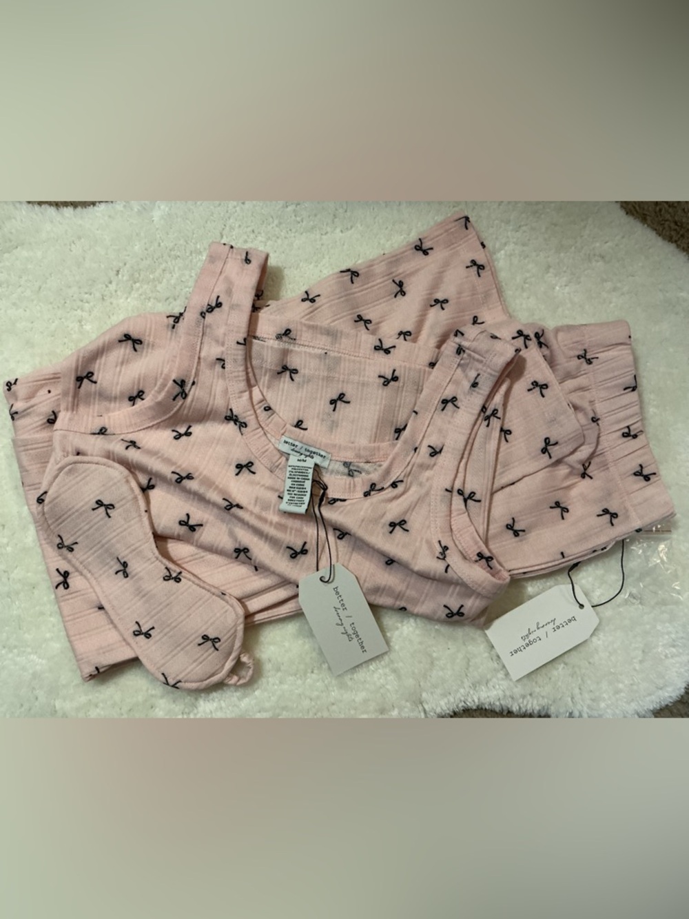 Cozy Pink Bow-Print Women's Pajama Set - Picture 2 of 5